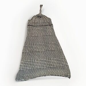 Max Studio Halter Top Black Cream Geometric Moon Print Lettuce Edge Mesh‎ Medium